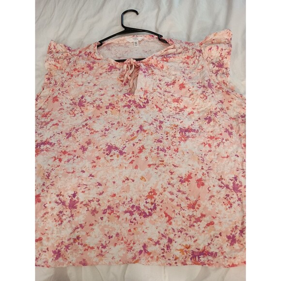 Time And Tru Top Size XXL (20) Pink Multicolor Floral Short Sleeve - Picture 6 of 8